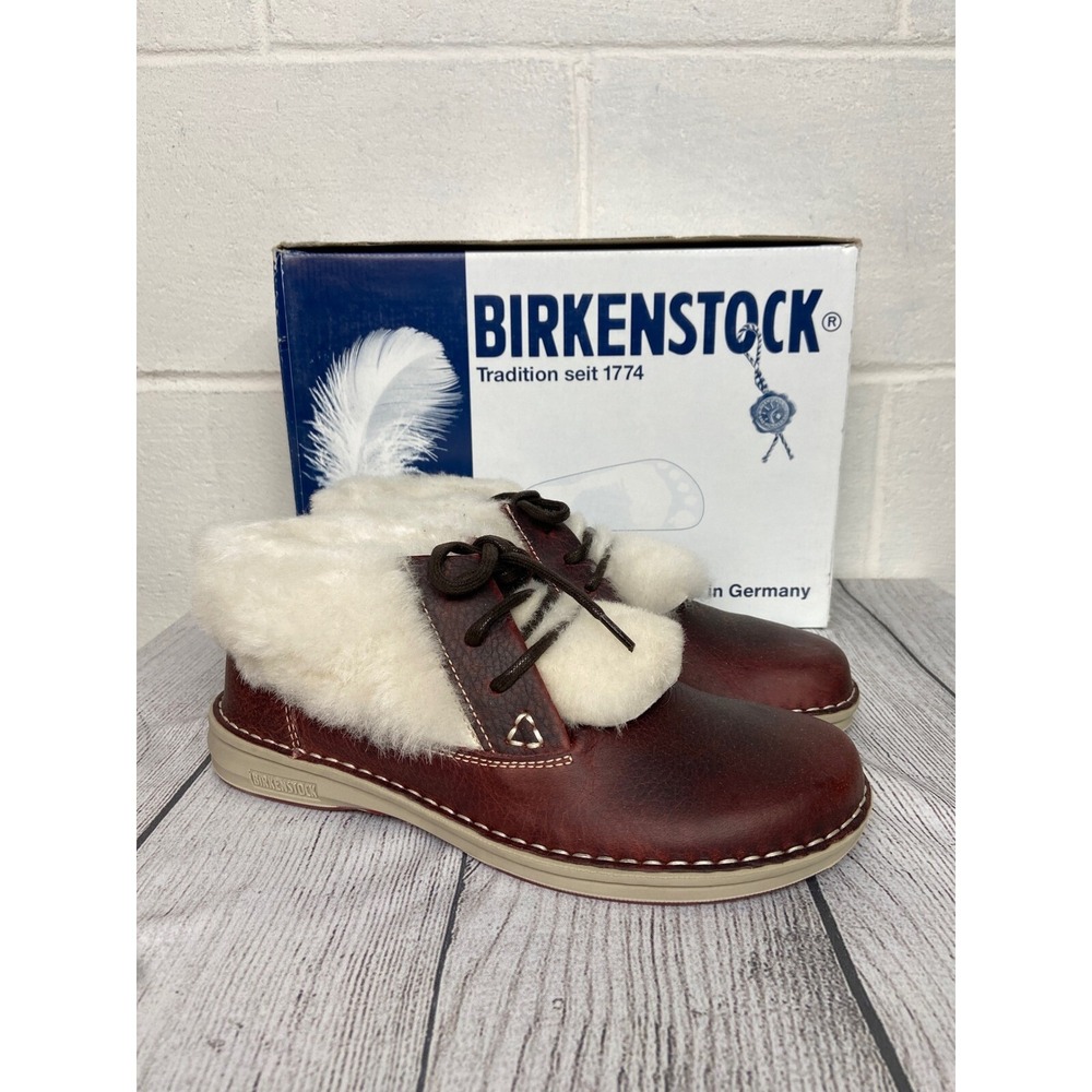 Birkenstock Memphis High Shearling Lined Chestnut Leather Boots EU 38 US 7‎
